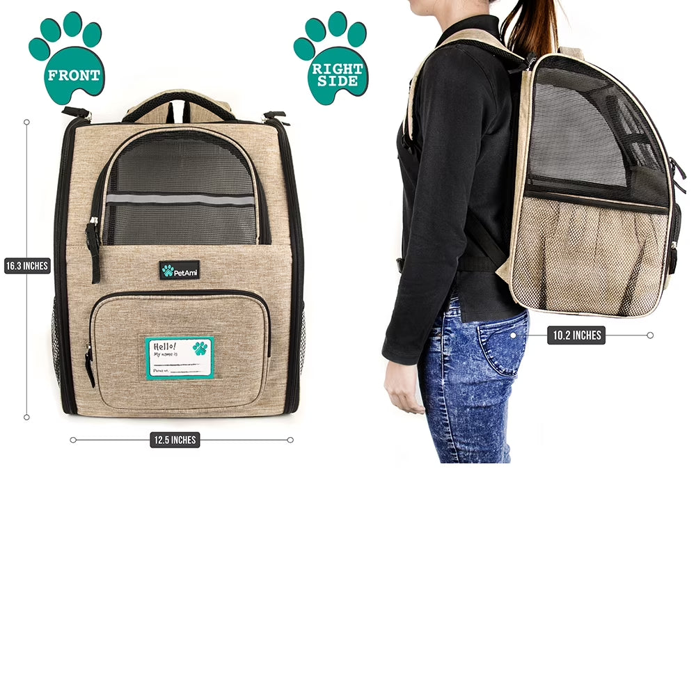 Deluxe Pet Carrier Backpack, Heather Taupe