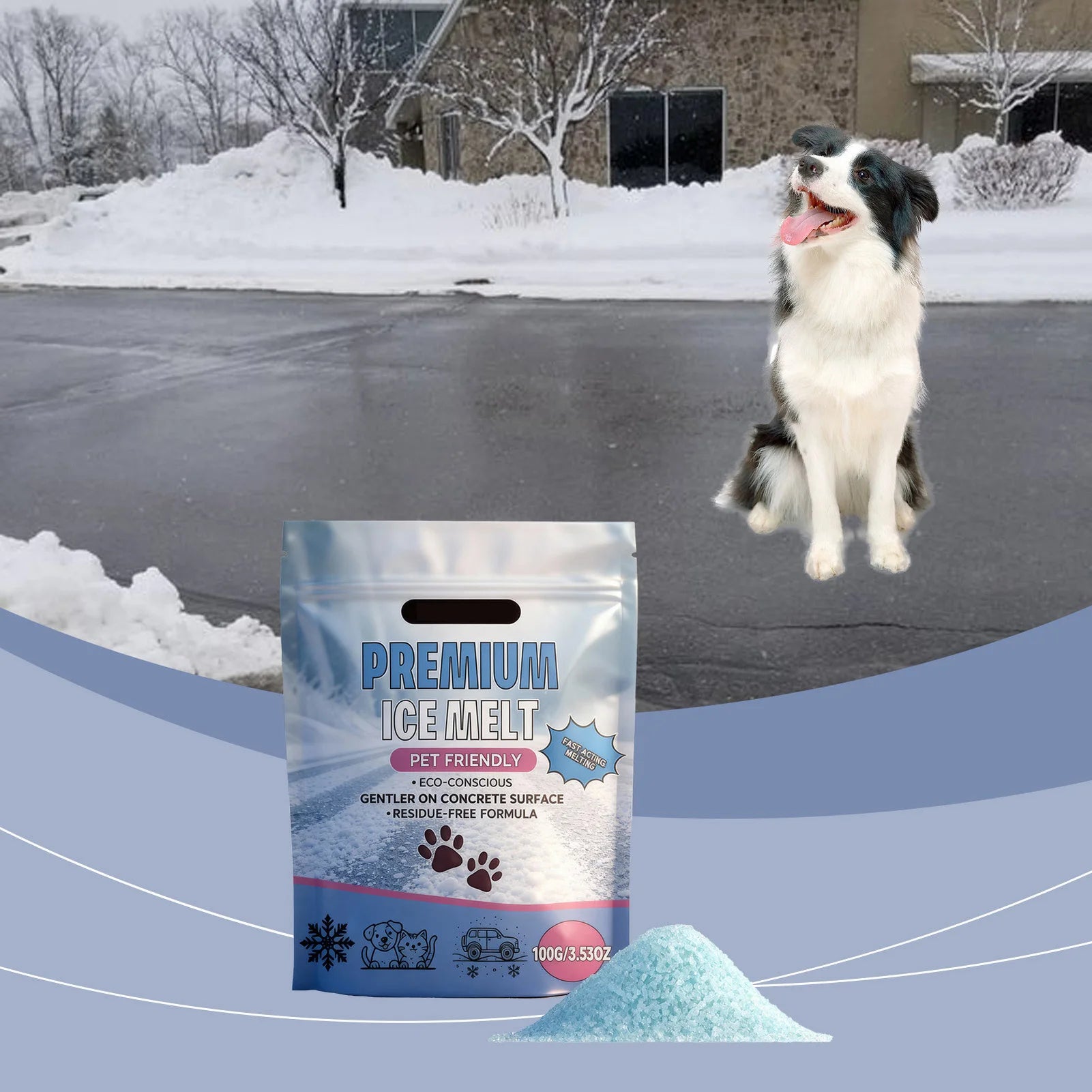 Pet Safe Ice Melt Paws Protections, Anti-Slip Winter Essentials for Dog and Cat Paws Care,Driveway Sidewalk Safe