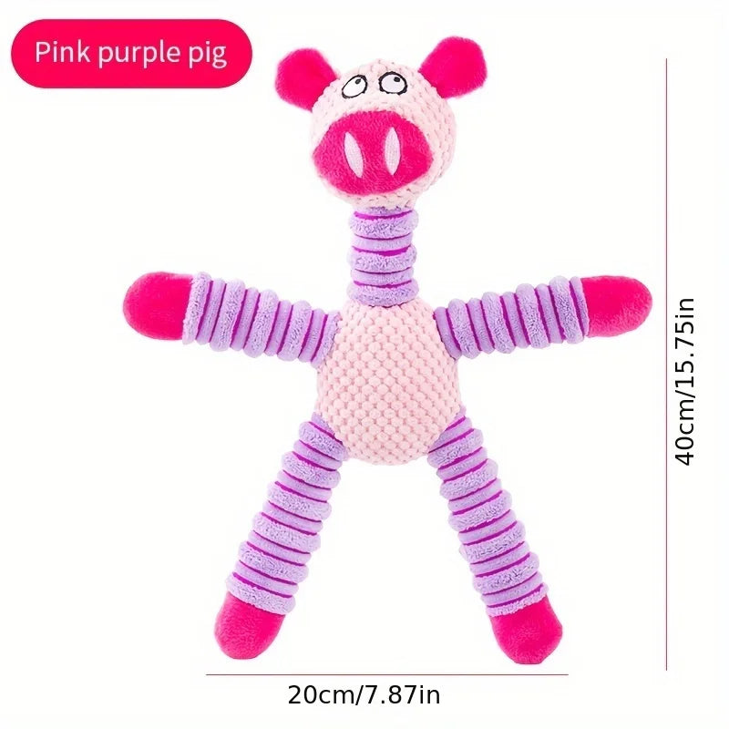 Plush Dog Toy Animals Shape Bite Resistant Squeaky Toys Corduroy Dog Toys for Small Large Dogs Puppy Pets Training Accessories