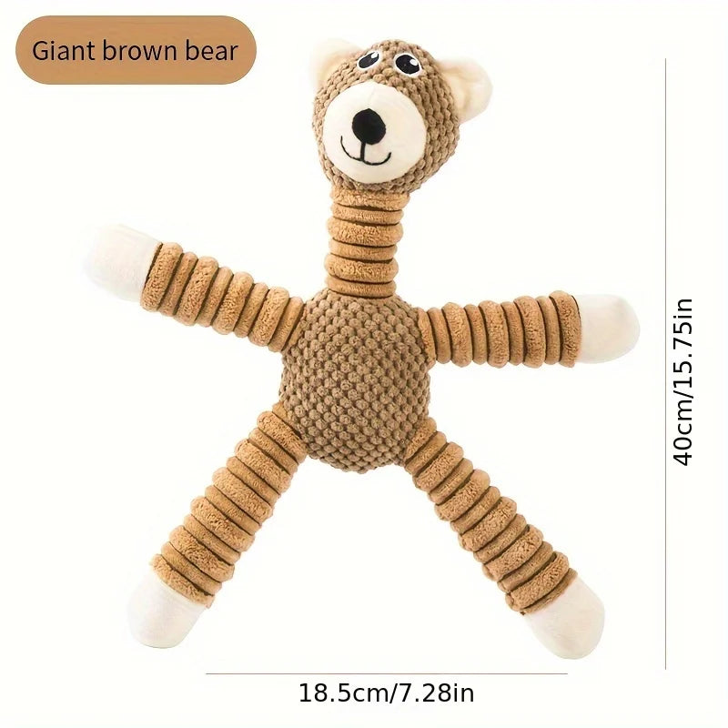 Plush Dog Toy Animals Shape Bite Resistant Squeaky Toys Corduroy Dog Toys for Small Large Dogs Puppy Pets Training Accessories
