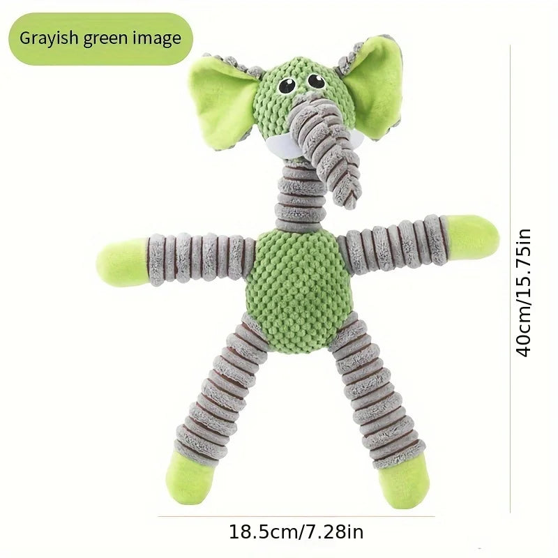 Plush Dog Toy Animals Shape Bite Resistant Squeaky Toys Corduroy Dog Toys for Small Large Dogs Puppy Pets Training Accessories