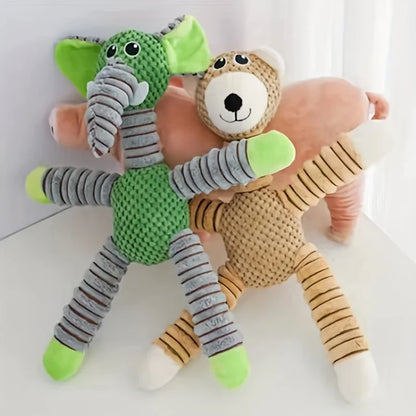 Plush Dog Toy Animals Shape Bite Resistant Squeaky Toys Corduroy Dog Toys for Small Large Dogs Puppy Pets Training Accessories