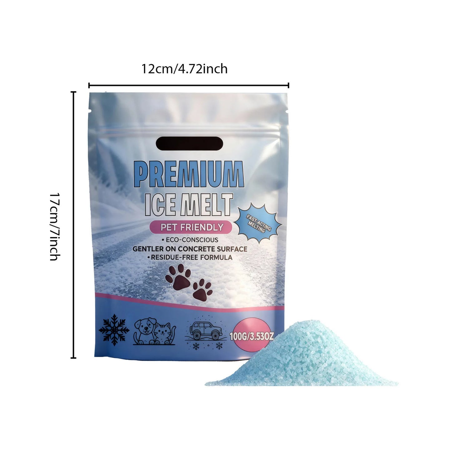 Pet Safe Ice Melt Paws Protections, Anti-Slip Winter Essentials for Dog and Cat Paws Care,Driveway Sidewalk Safe