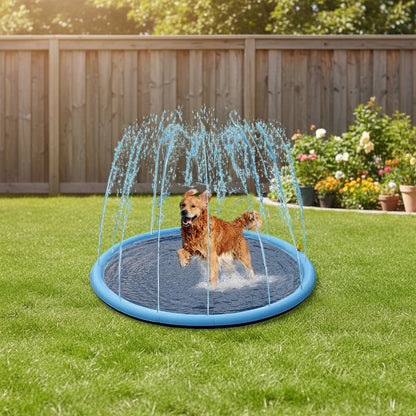 150/170Cm Summer Pet Swimming Pool Inflatable Water Sprinkler Pad Play Cooling Mat Outdoor Interactive Fountain Toy for Dogs