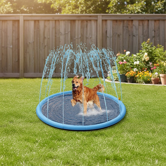 150/170Cm Summer Pet Swimming Pool Inflatable Water Sprinkler Pad Play Cooling Mat Outdoor Interactive Fountain Toy for Dogs