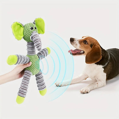 Plush Dog Toy Animals Shape Bite Resistant Squeaky Toys Corduroy Dog Toys for Small Large Dogs Puppy Pets Training Accessories