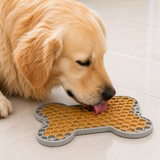Bone-Shaped Silicone Dog Lick Mat & Slow Feeder