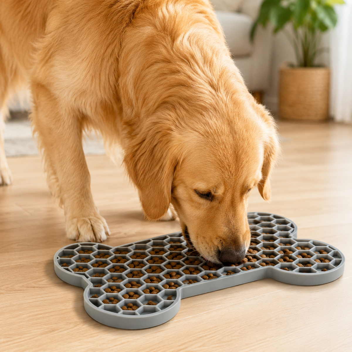 Bone-Shaped Silicone Dog Lick Mat & Slow Feeder