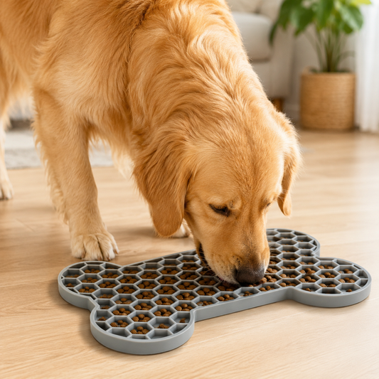Bone-Shaped Silicone Dog Lick Mat & Slow Feeder