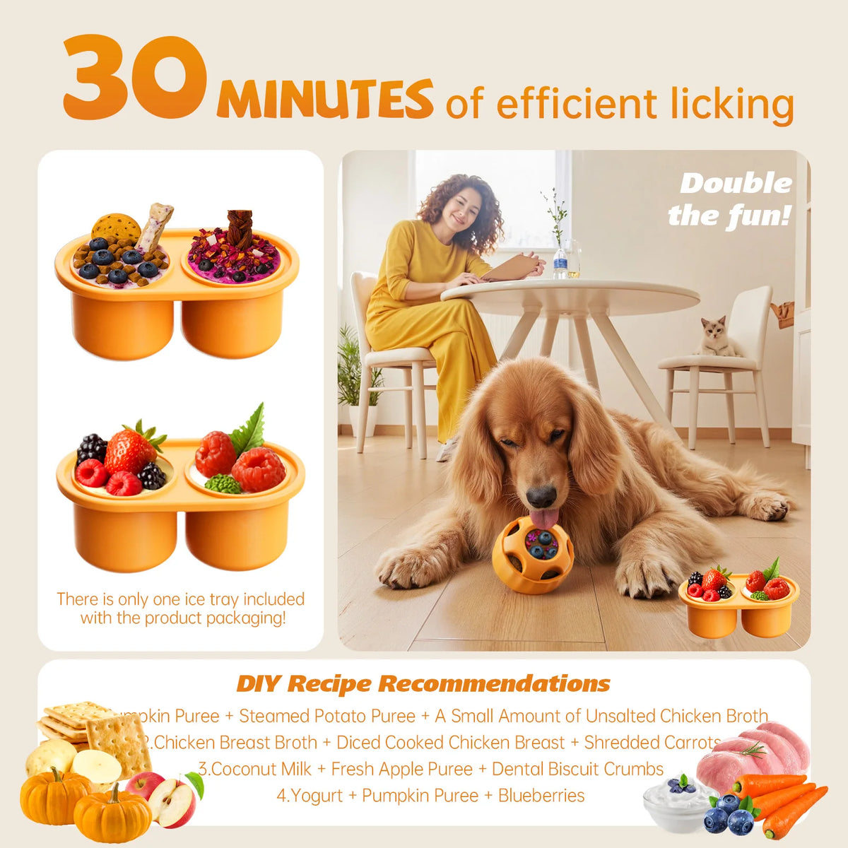 Silicone Dog Lick Ball & Frozen Treat Dispenser
