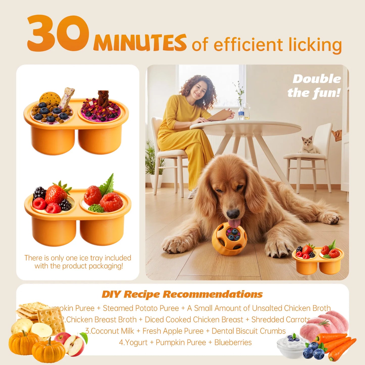Silicone Dog Lick Ball & Frozen Treat Dispenser