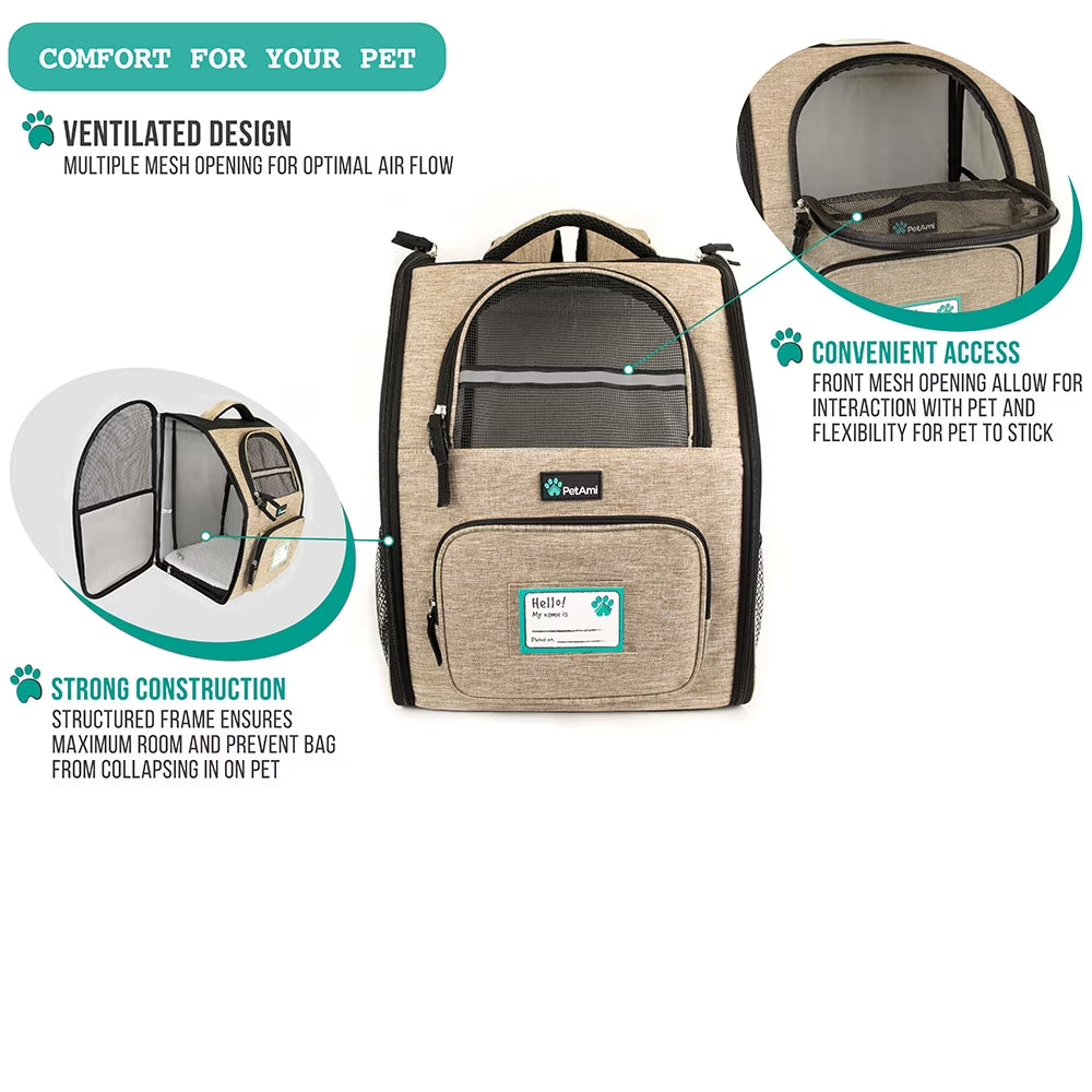 Deluxe Pet Carrier Backpack, Heather Taupe