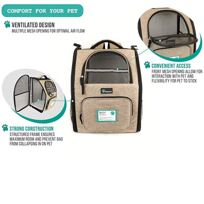 Deluxe Pet Carrier Backpack, Heather Taupe
