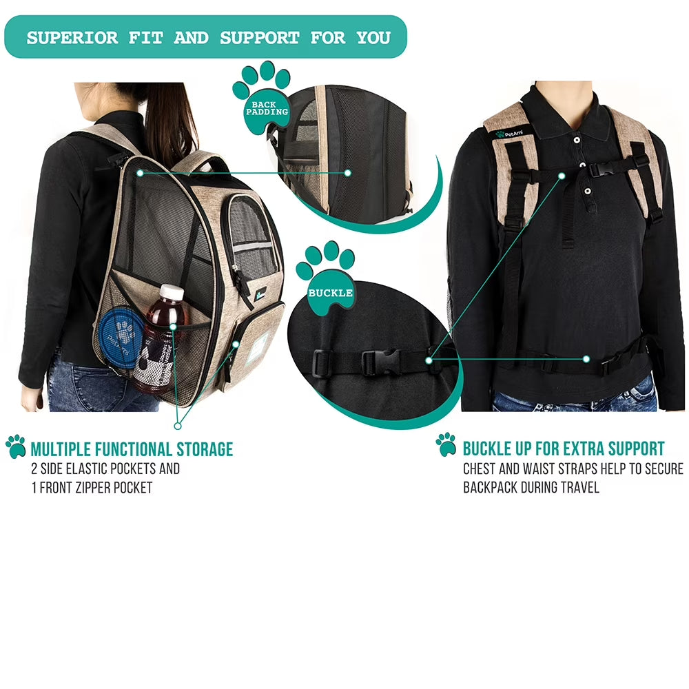Deluxe Pet Carrier Backpack, Heather Taupe