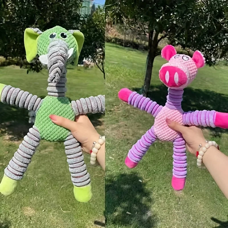 Plush Dog Toy Animals Shape Bite Resistant Squeaky Toys Corduroy Dog Toys for Small Large Dogs Puppy Pets Training Accessories